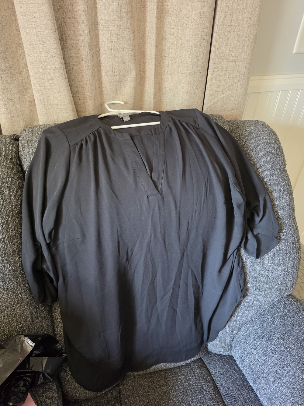 Worthington Black Split-Neck Blouse